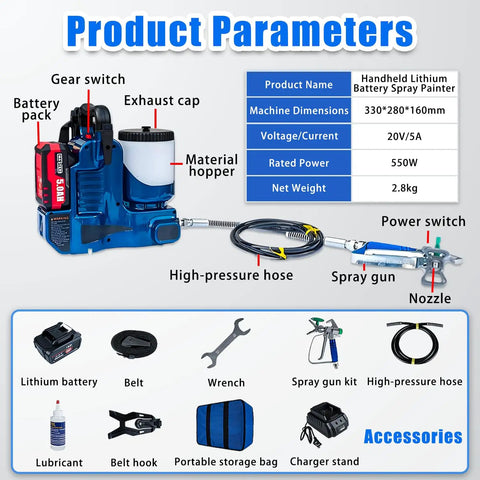 No Strings Attached Cordless Paint Sprayer Knocks Out Furniture Refinishing Jobs Fast With High Pressure Airless Power And 360 Degree Swivel, handheld spray painter with battery pack and high-pressure hose.