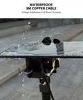 Badass Solar And Wind Power Generator For Electric Bikes with 3m waterproof copper cable charging under water droplets.