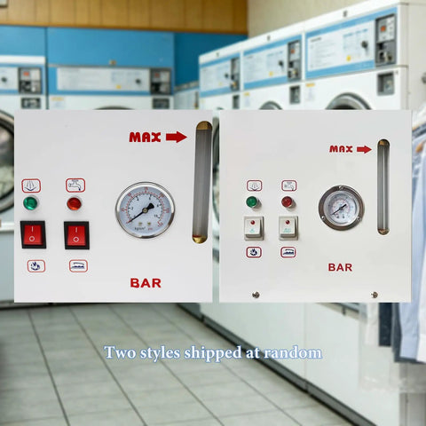Pro Grade 110V Commercial Curtain Steamer With 4L Tank And 3KG Steam Flow Adjusted By Visual Gauge control panel with pressure gauge.