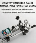 Pro Grade All In One 500N Digital Force Gauge And Manual Test Stand Kit With Push Pull Load Gauge Four Unit Readouts N Lb Kg Oz 250mm Stroke Test Clamp For Tension Tests In Lab School Industry mounted reverse gauge on force test stand