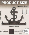 Badass Vintage Vibes 10 Inch Cast Iron Nautical Anchor Hook for Heavy Duty Wall Storage showing size details and installation.