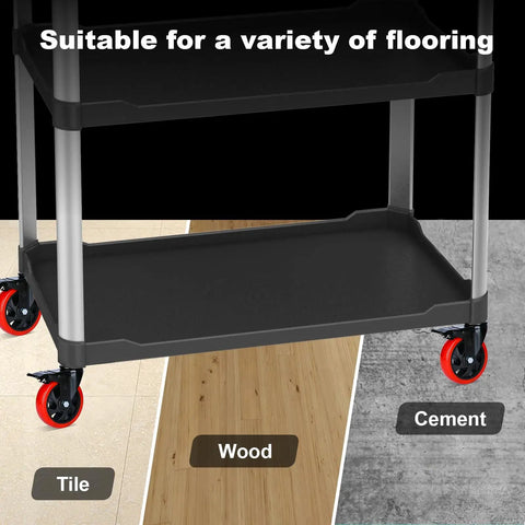 Heavy Duty Stem Caster Wheels 3 8 By 1 Inch Screw Dual Lock Silent PVC Cart Set Of 4 Heavy Hauler on tile, wood, and cement surfaces.