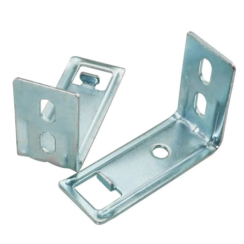 4 Pack Vertical Blinds L Shaped Brackets Clip On Extension Frame Galvanized wall mount hardware in close-up view.