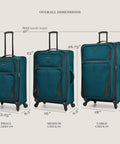 Expandable spinner luggage 31 inch navy set showing dimensions
