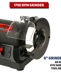 Hardcore Low Speed Bench Grinder Combines One By Thirty Inch Sanding Belt With Six Inch Finishing Disc For Precision Metalwork Knife Crafting And Tool Fix Ups Smooth Handling Shop Beast with eye shield and 80 grit disc.