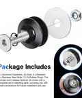 Aluminum Bumper Quick Release Clips Kit 18 Piece Easy Install Universal Fasteners For Front And Rear Bumpers Trunks Fenders Hatches And Hoods With Rubber Gaskets Black showing package contents.
