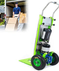 Ultra Heavy Duty Electric Stair Climbing Hand Truck, 800W Brushless Motor Moves Up To 881 Lbs, Pluggable Battery For Warehouse Logistics And Moving, Sturdy Aluminum Alloy Frame Easy Lift near a delivery man.