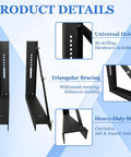 Beefy 18x18 Inch Bolted Underbody Truck Tool Box Mounting Brackets Black Steel Set Of 2 with triangular bracing details