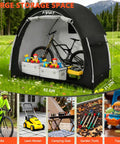Rain Covered Bike Storage Tent For 2 To 3 Bikes Outdoor Waterproof Shelter with windproof ropes and sturdy 600D polyester
