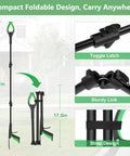 51-inch foldable reacher grabber tool with green accents, magnetic tip and 360-degree rotating anti-slip claw.