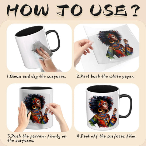 How to use UV DTF Cup Wrap Set 24 Sheets For Mugs And Glasses Do It Yourself Transfer Paper High Viscosity With Vivid 3D Color Pop Look 6cm By 2.4 Inch Sized Ready To Press No Heat Press Required, step-by-step guide.