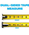 Rugged 25 Ft Tape Measure With Nylon Coated 1.25 Inch Blade, Dual Magnet Hook, Shockproof ABS Housing, Stands Out Up To 13 Ft
