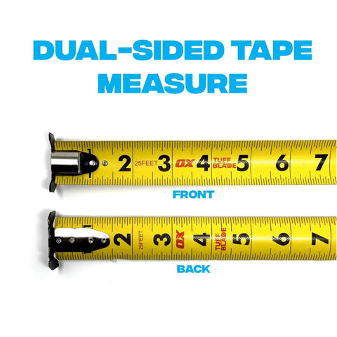 Rugged 25 Ft Tape Measure With Nylon Coated 1.25 Inch Blade, Dual Magnet Hook, Shockproof ABS Housing, Stands Out Up To 13 Ft
