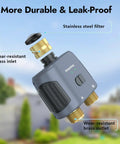 Smart Water Timer For Garden Hose With Brass Inlet And Outlet, durable design highlighting brass components and leak-proof feature