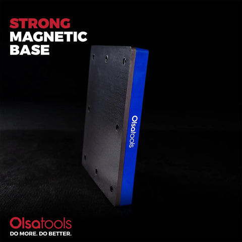Side view of Beefy Extra Large Hex Bit Organizer With Magnetic Base, Heavy Duty Screwdriver Bit Holder For Shop And Garage, Pro Grade, Blue XL.