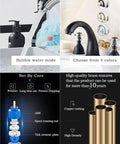 Black Three Hole Widespread Bathroom Faucet with crystal handles, color options, brass body, and water flow demonstration