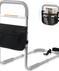 Bed Assist Rail For Seniors, Adjustable With Foam Padded Handle, Non Slip Under Mattress Base, Fixing Strap, Storage Bag, Gray