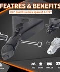 Beefy Heavy Duty Trailer Tongue Coupler Lock With One Quarter Inch Diameter Pin And Three And One Half Inch Span Latch Type Hitch Lock For Trailer RV Car Boat Truck Black 1 Pack