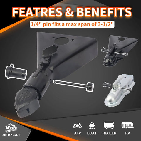 Beefy Heavy Duty Trailer Tongue Coupler Lock With One Quarter Inch Diameter Pin And Three And One Half Inch Span Latch Type Hitch Lock For Trailer RV Car Boat Truck Black 1 Pack