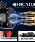 Close-up of 0.75HP Electric Motor With Dual CW CCW Rotation, showing fan grille, and features like overload protection.