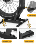 Rock Solid Indoor Bike Stand for 20 to 29 inch e-bikes, showing thickened base and tire contact points.