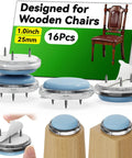 Clear Chair Leg Floor Protectors For Wooden Chairs, Nail On Sliders That Stay Put, 16 Pack, Easy Glide Furniture Moving Pads displayed