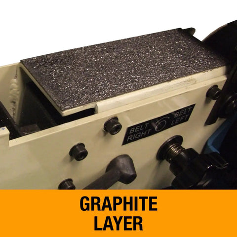 Heavy Duty Benchtop Belt And Disc Grinder Featuring A Badass 2 X 40 Inch Sanding Belt And 6 Inch Grinding Wheel showing graphite layer.