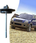Spare Tire Hold Down Bolt Retainer Clamp For Kia Sportage Trunk Fixing Screw Direct Replacement For Spare Tire Mounting System Five Point Seven One Inch Fits 628502E100 62850-2E100 Heavy Duty Iron And PP Construction shown next to SUV