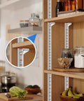 8 Pcs 40 Inch Shelf Pilaster Tracks And 24 Pcs Adjustable Metal Shelf Clips For Mortise Mount Pilaster Strips installed in kitchen cabinet