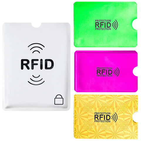 RFID Blocking Credit Card Sleeves Set With 24 Pack In 12 Colors And 4 Passport Protectors Identity Theft Protection