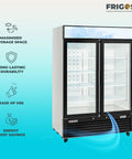 Shop Grade 49 Cubic Foot Double Glass Door Commercial Merchandiser Freezer In Clean White with double glass doors and spacious shelves.