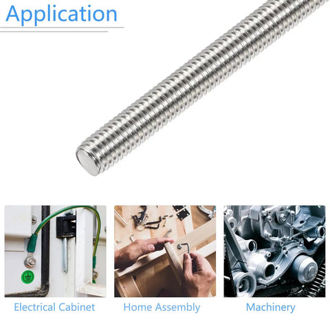 4 Pack M8 1.25 X 400mm Fully Threaded Stainless Steel Rods, 304 Grade Right Hand Thread Studding Bars For Anchor Bolts, Clamps, Hangers And U-Bolts, Built To Last, DIY Friendly Hardware. M8 stainless threaded rod used in electrical cabinet, home assembly and machinery