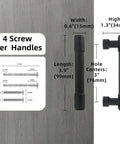 2 Pack Matte Black Cabinet Pulls, 3 Inch Hole Centers, Aluminum Kitchen Drawer Handles product dimensions and screws
