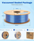 Dope Silk PLA Filament 1.75mm Blue Silver Dual Color Coextrusion For 3D Printers, 1kg spool, vacuum-sealed packaging