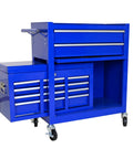 Badass 8 Drawer Rolling Tool Chest Modular Detachable Design Heavy Duty Workhorse For Garage Shop And Mechanic with blue finish.