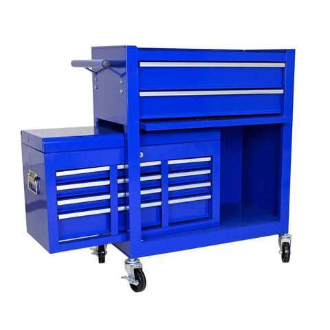 Badass 8 Drawer Rolling Tool Chest Modular Detachable Design Heavy Duty Workhorse For Garage Shop And Mechanic with blue finish.