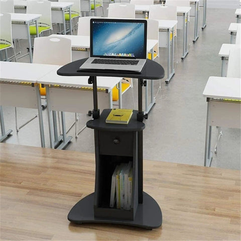 Top Tier Mobile Laptop Stand With Smooth Rolling Casters Height Adjustable Sit Stand Workstation Desk Cart For Home Office in a classroom.