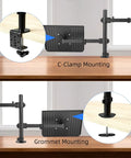 Ergonomic Monitor And Laptop Arm Mount For 13 To 32 Inch Screens Up To 22 Lbs, Adjustable Desk Mount With C-Clamp and Grommet Base
