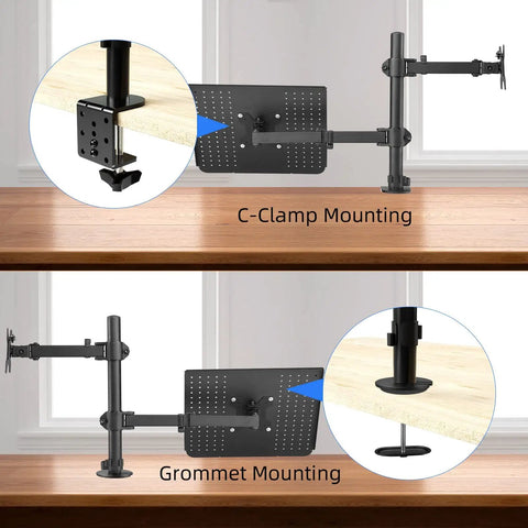 Ergonomic Monitor And Laptop Arm Mount For 13 To 32 Inch Screens Up To 22 Lbs, Adjustable Desk Mount With C-Clamp and Grommet Base