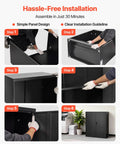 Sturdy 41.7 Inch Metal Storage Cabinet With 3 Tiers, 2 Adjustable Shelves, Lockable Magnetic Doors And 2 Keys, Heavy-Duty Steel Garage Pantry For Workshop, Basement, Office, Black assembled in six steps
