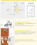 Installation instructions for 30 Pack Heavy Duty Full Overlay Soft Close Cabinet Hinges with mounting layout details.