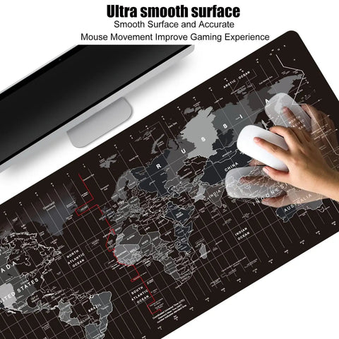 World Map Large Gaming Mouse Pad With Anti Slip Rubber Base Extended XXL Desk Mat for Gaming Keyboard and Mouse 31.5 by 11.8 inches