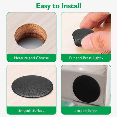2 Inch Plastic Hole Plugs Flush Type Panel Snap In Locking Door Shelf Hole Cover For Round Drilling Holes Installation Guide