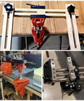 Shop Ready 3 Inch Heavy Duty Bench Vise With Rock Solid 360 Degree Ball Joint Tilt And Secure Clamp Mount For Garage Workshops Crafted From Durable Cast Steel Workshop Tools on a workbench.