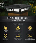 Solar Post Cap Light For 5x5 To 6x6 Posts Black Aluminum Auto On Off Weatherproof Outdoor Accent, lit on wooden post