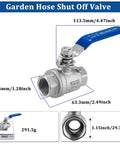 Three Quarter Inch Female NPT Ball Valve 304 Stainless Steel Full Port Heavy Duty Shut Off with Blue Long Handle