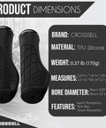 Black ergonomic MTB grips with wrist support, 22.2mm bore, shock-absorbing TPU silicone, anti-slip, for mountain and e-bikes.