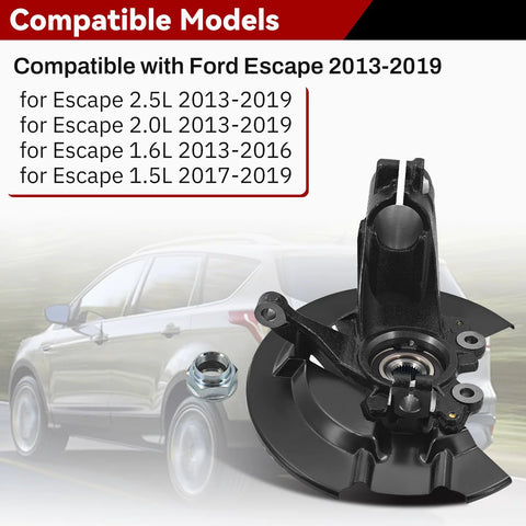 Left Front Wheel Bearing Hub And Driver Steering Knuckle Assembly For Escape 2013 2019 Direct Replacement Fits 2.0L 2.5L 1.6L 1.5L Engines