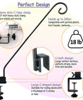 Rock Solid Heavy Duty Deck Rail Hook With 32 Inch Pole Hangs Planters Bird Feeders Lanterns And Wind Chimes Up To 15 Lbs No Sweat Install, showcasing clamp and C-shaped design.