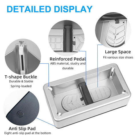 Detailed features of Automatic Shoe Cover Dispenser With 200 Disposable Non Slip Covers Hands Free Pedal Operated No Bending No Electricity Needed Fits Up To Size 11 US Men Keeps Floors Clean At Home Office Factory Supermarket Silver.
